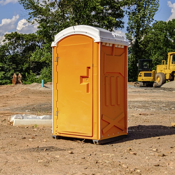 how often are the portable restrooms cleaned and serviced during a rental period in Briggs